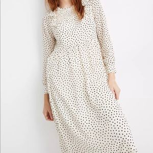 Madewell polka dot smocked midi dress